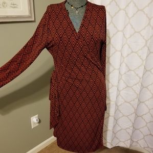 Navy/Red Wrap Dress